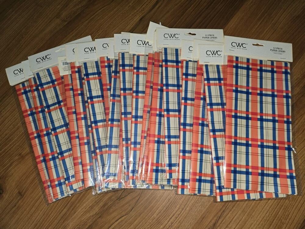 20 Packs Cook With Color 12 Pieces Paper Liners Oil Catcher 11.8x 11.8 Plaid